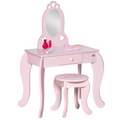 Kids Vanity Table & Stool Girls Dressing Set Make Up Desk with Mirror HOMCOM