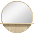 Wall Mounted Bathroom Mirror with Shelf - Round Framed Makeup Mirror
