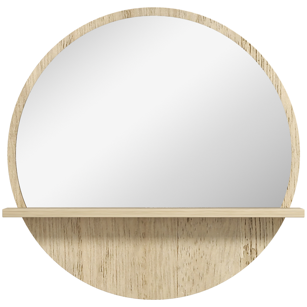 Wall Mounted Bathroom Mirror with Shelf - Round Framed Makeup Mirror