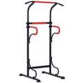 Steel multi-use exercise power tower by ActiveGear, featuring adjustable height and grips for strength training workouts.