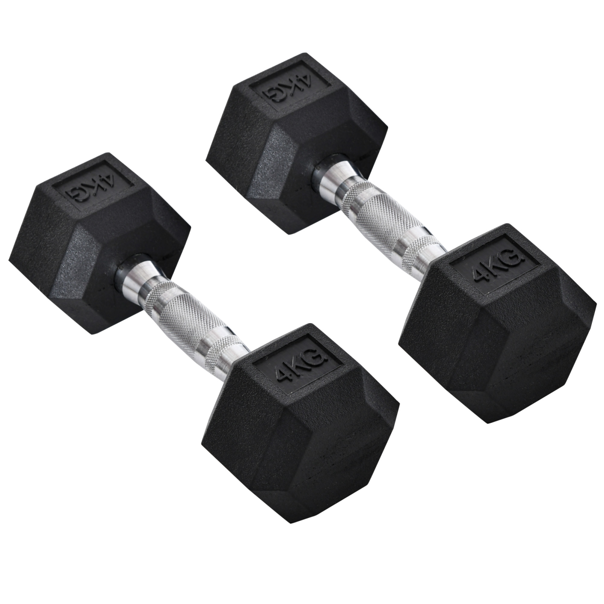 Hexagonal dumbbells 2x4kg for weight lifting and home fitness, showcasing the ergonomic design from ActiveGear.