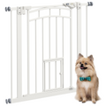 PawHut pressure fit safety gate for dogs with small cat door opening, adjustable 74-80cm, sturdy design in home setting.