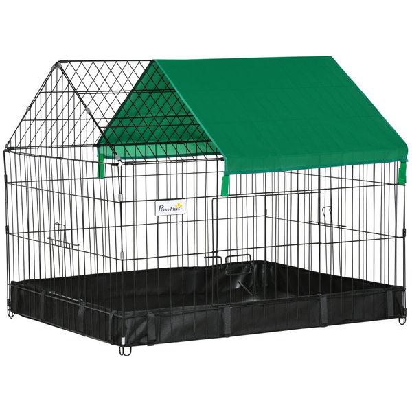 Rabbit Cage Guinea Pig Small Animal Playpen Water Proof Roof Pawhut