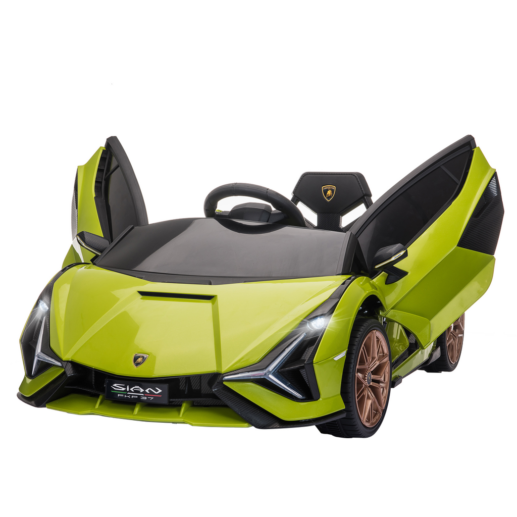 Licensed Lamborghini SIAN 12V electric ride-on car for kids aged 3-5, featuring a sleek design and remote control.