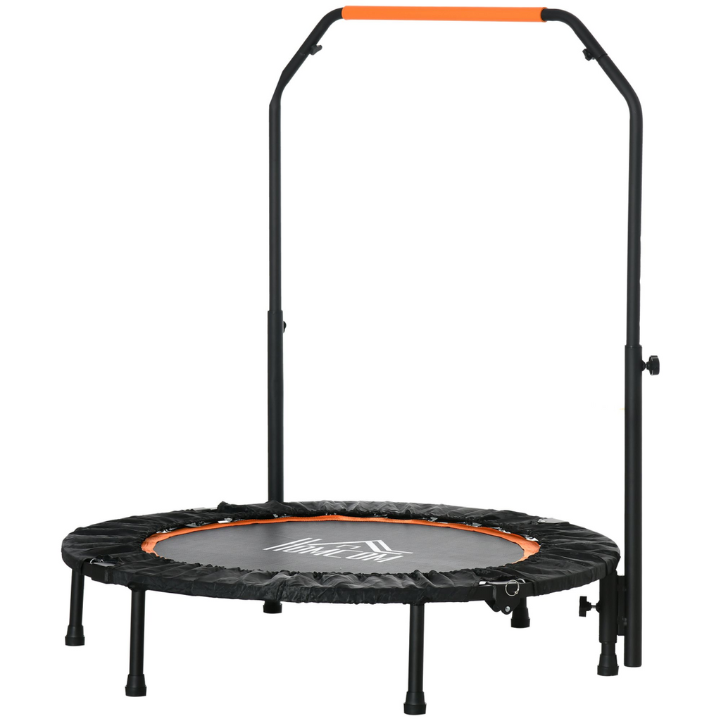 40" foldable mini fitness trampoline with adjustable foam handle, designed for active workouts and home exercise.