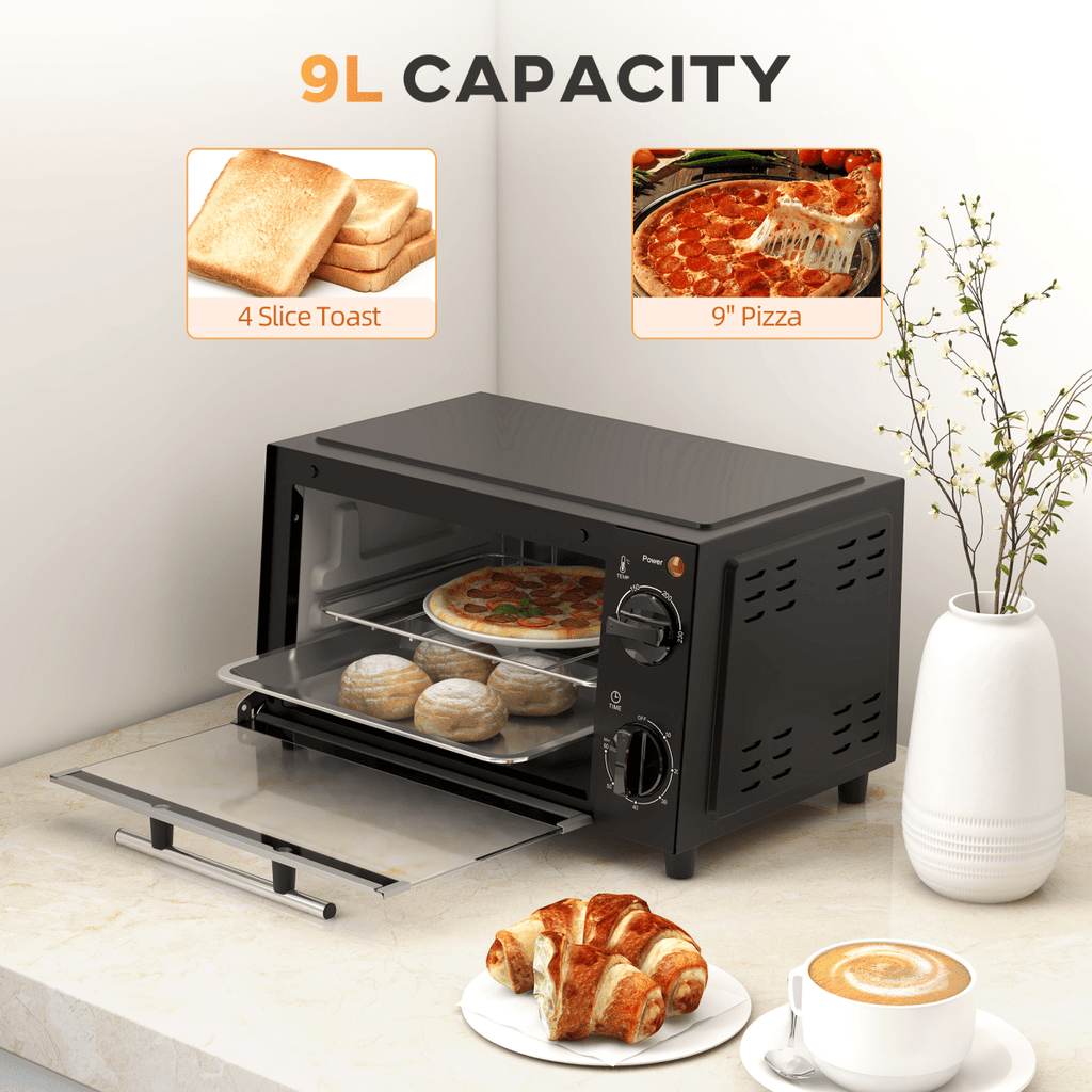 Mini Oven, 9L Countertop Electric Grill, Toaster Oven 750W - AKGOmniShop