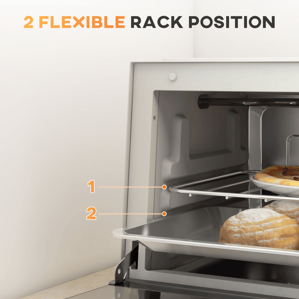 Mini Oven 9L Countertop Electric Grill with Temp Timer Control - 750W - Cream White - AKGOmniShop