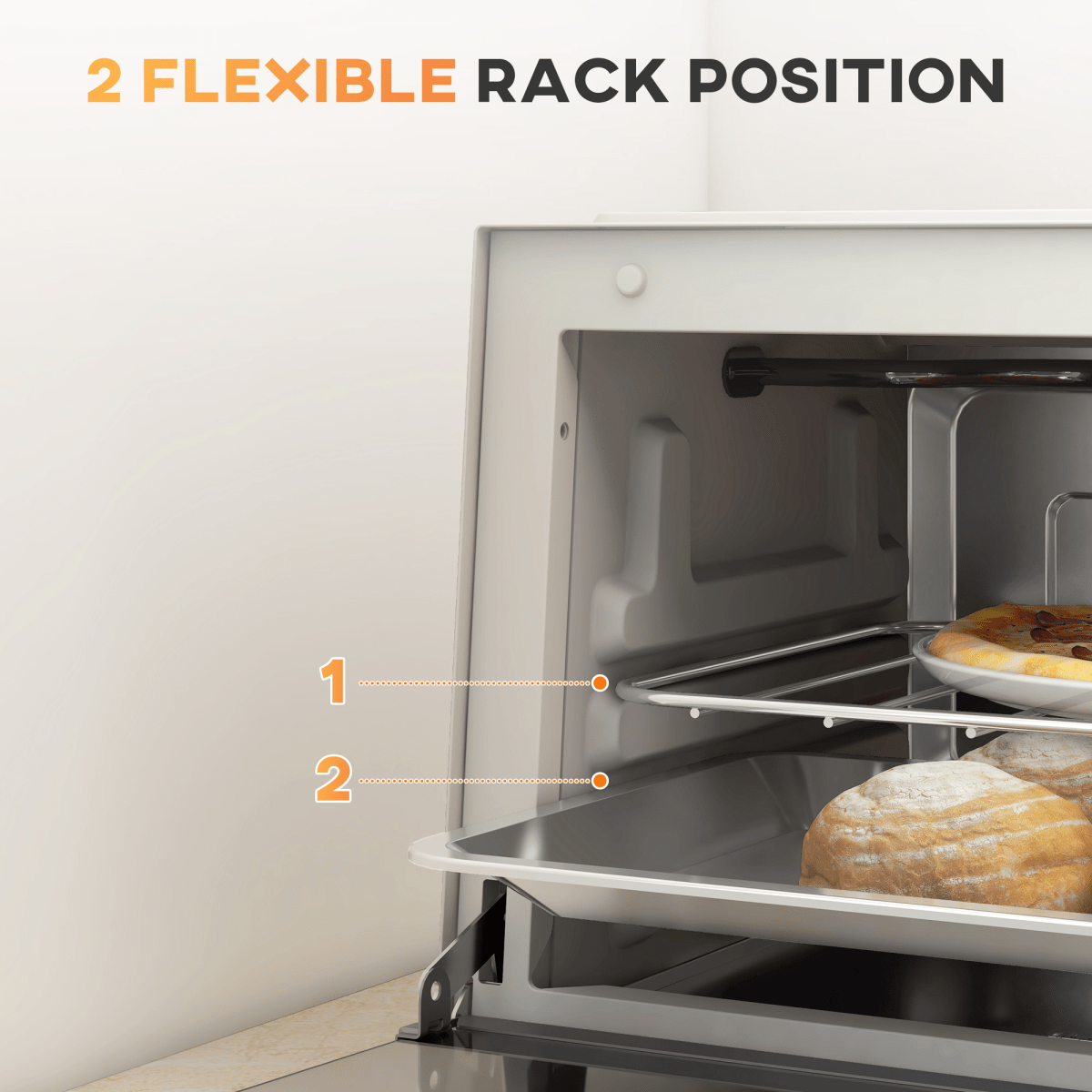 Mini Oven 9L Countertop Electric Grill with Temp Timer Control - 750W - Cream White - AKGOmniShop