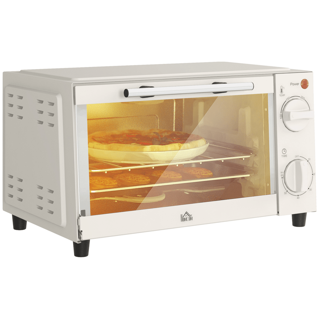 Mini Oven 9L Countertop Electric Grill with Temp Timer Control - 750W - Cream White - AKGOmniShop
