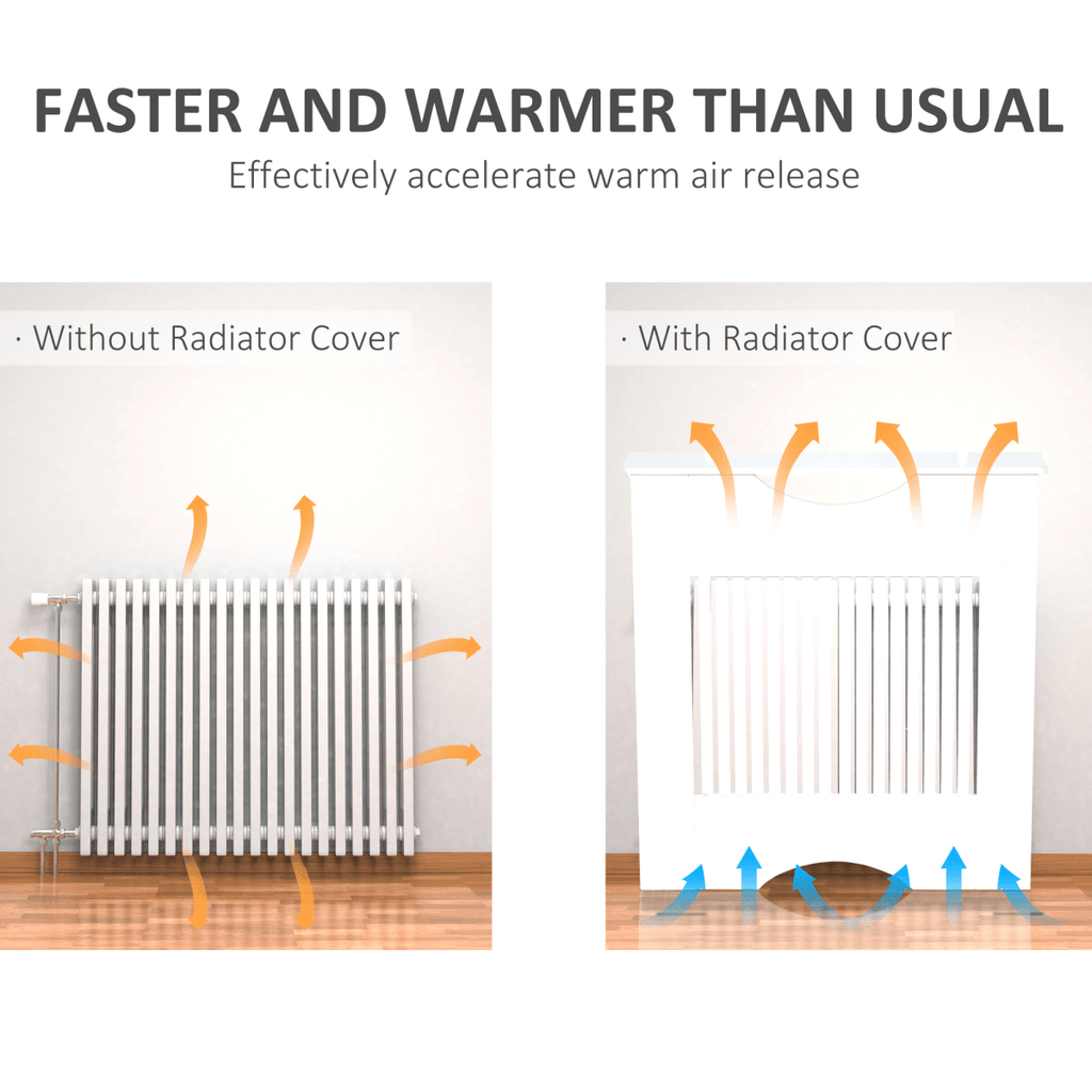 Modern Radiator Cover Heater Cabinet - Slatted Worktop - Painted MDF - White - AKGOmniShop