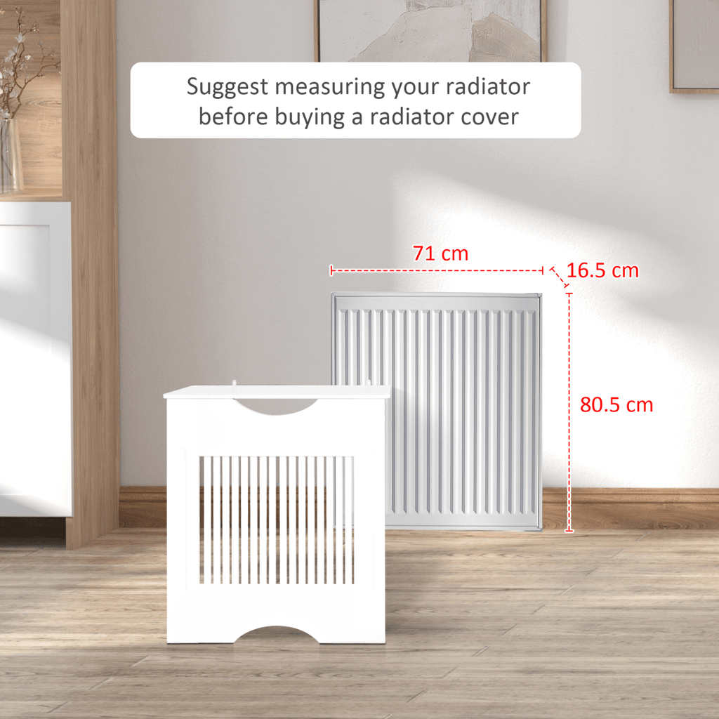 Modern Radiator Cover Heater Cabinet - Slatted Worktop - Painted MDF - White - AKGOmniShop