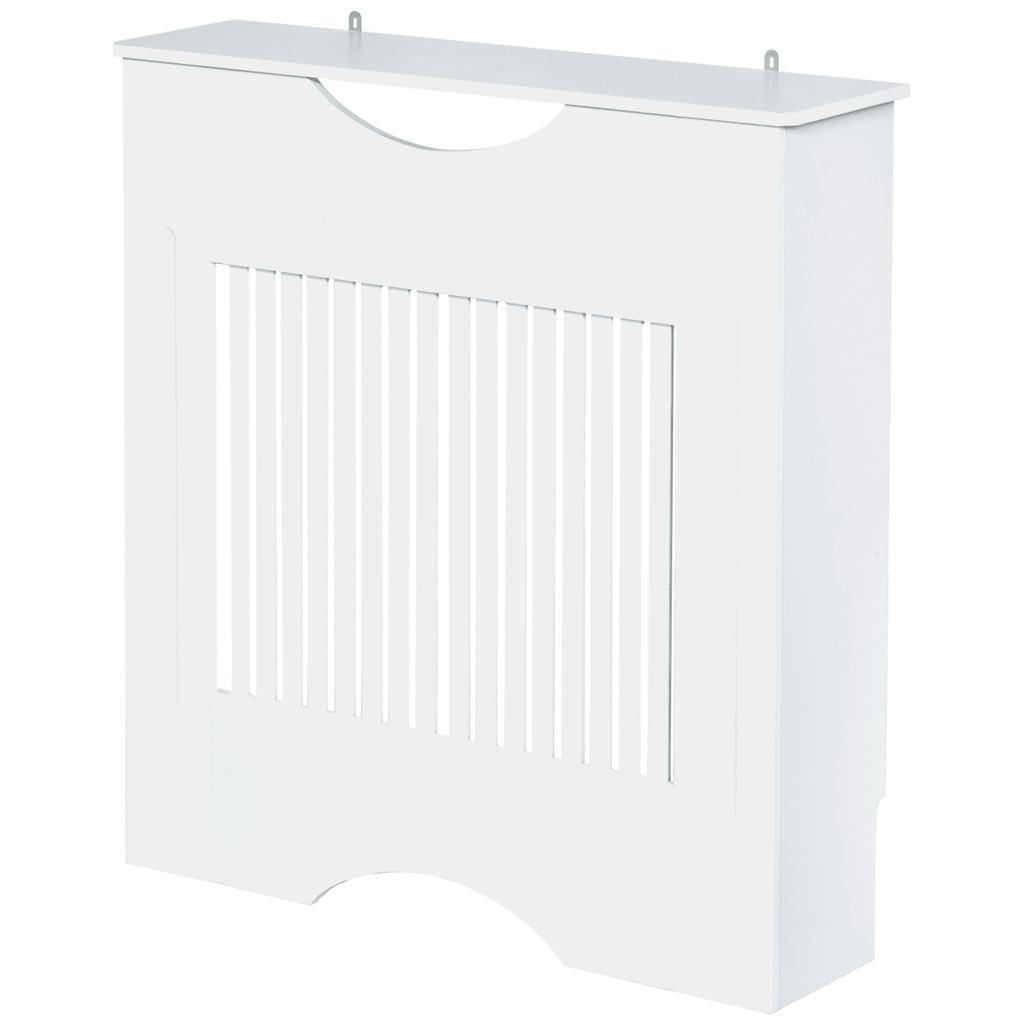 Modern Radiator Cover Heater Cabinet - Slatted Worktop - Painted MDF - White - AKGOmniShop