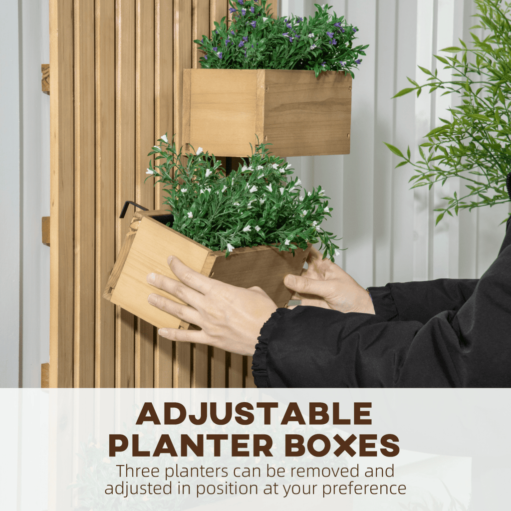 Outsunny Wooden Garden Planters with Trellis Wall - mounted Raised Garden Bed - AKGOmniShop