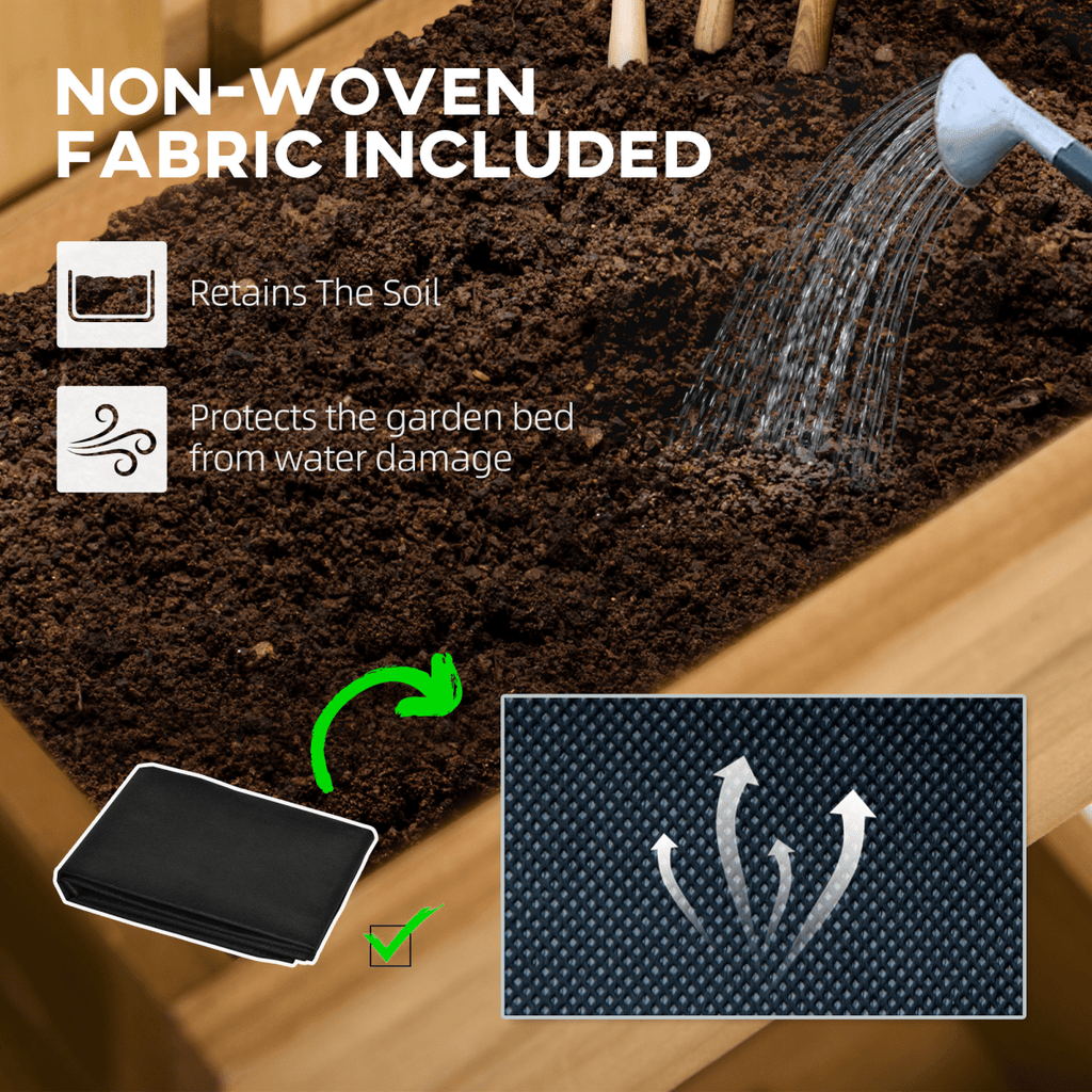 Outsunny Wooden Garden Planters with Trellis Wall - mounted Raised Garden Bed - AKGOmniShop