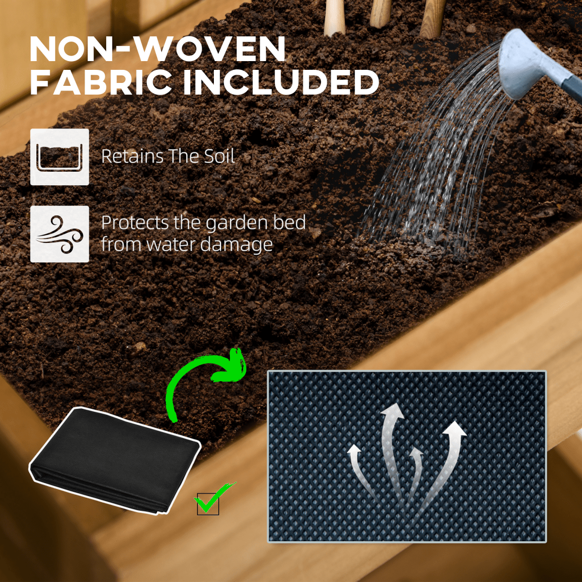 Outsunny Wooden Garden Planters with Trellis Wall - mounted Raised Garden Bed - AKGOmniShop