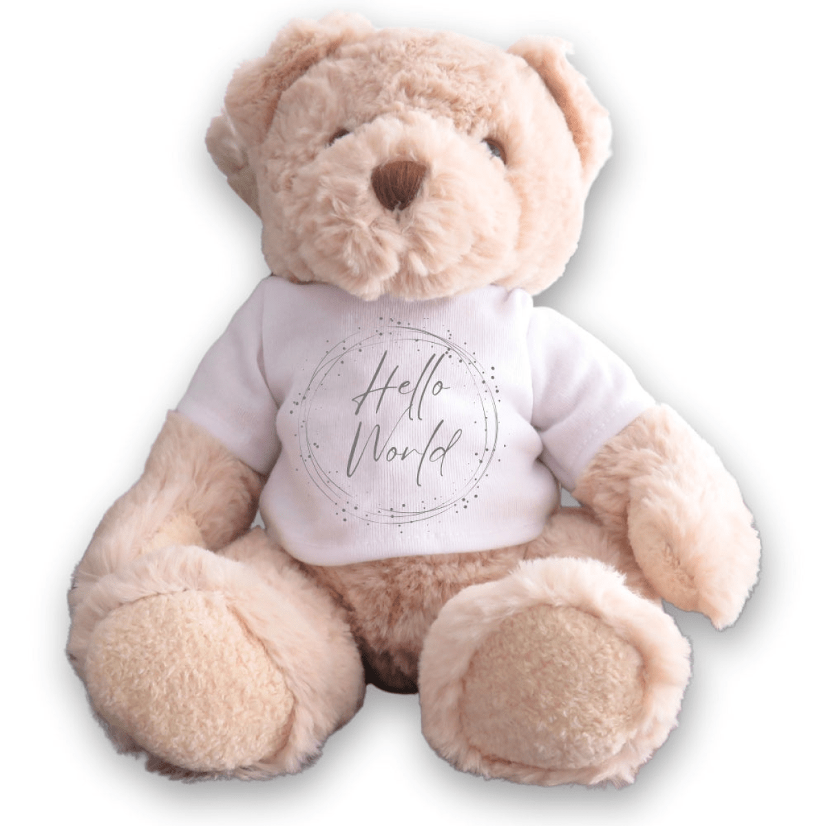Personalized Hello World Silver Circle Gift Hamper - Teddy & Baby Vest - AKGOmniShop