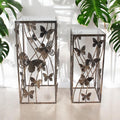 Set of 2 Metal Tables with Butterfly Design - 75cm & 64cm - AKGOmniShop