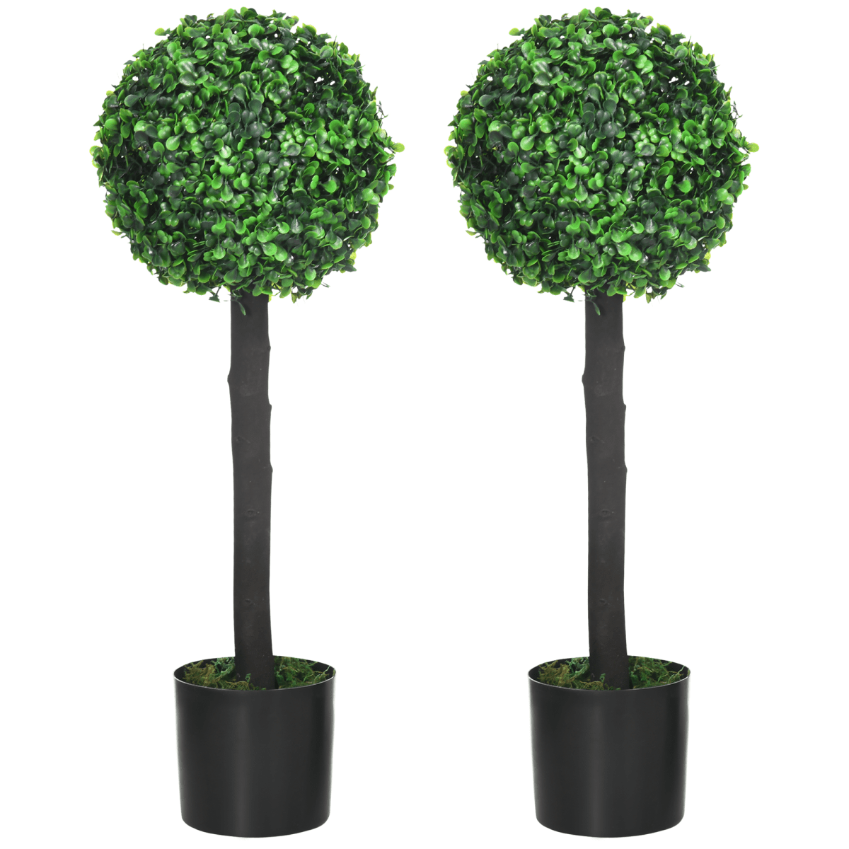 Set of 2 Potted Artificial Plants - Boxwood Ball Trees - Outdoor - 60cm - AKGOmniShop