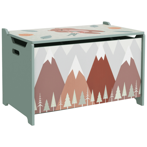 Toy Box - Kids Toy Chest with Lid & Safety Hinge - Green - AKGOmniShop