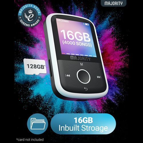 Majority 16GB MP3 Player - Sleek Black/White, Crisp Audio