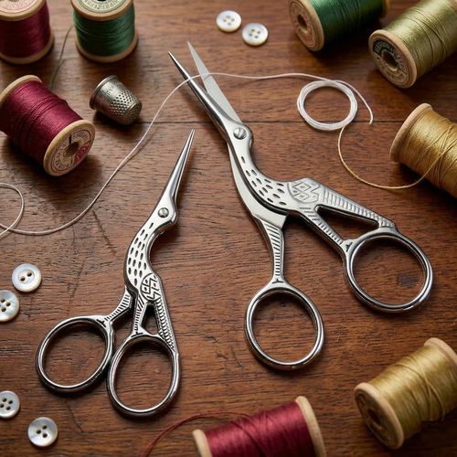 Vintage-Inspired Stork Design Scissors (Set of 2)