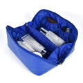 Blue Faux Leather Cosmetic Bag - Sleek Travel Toiletry Organizer