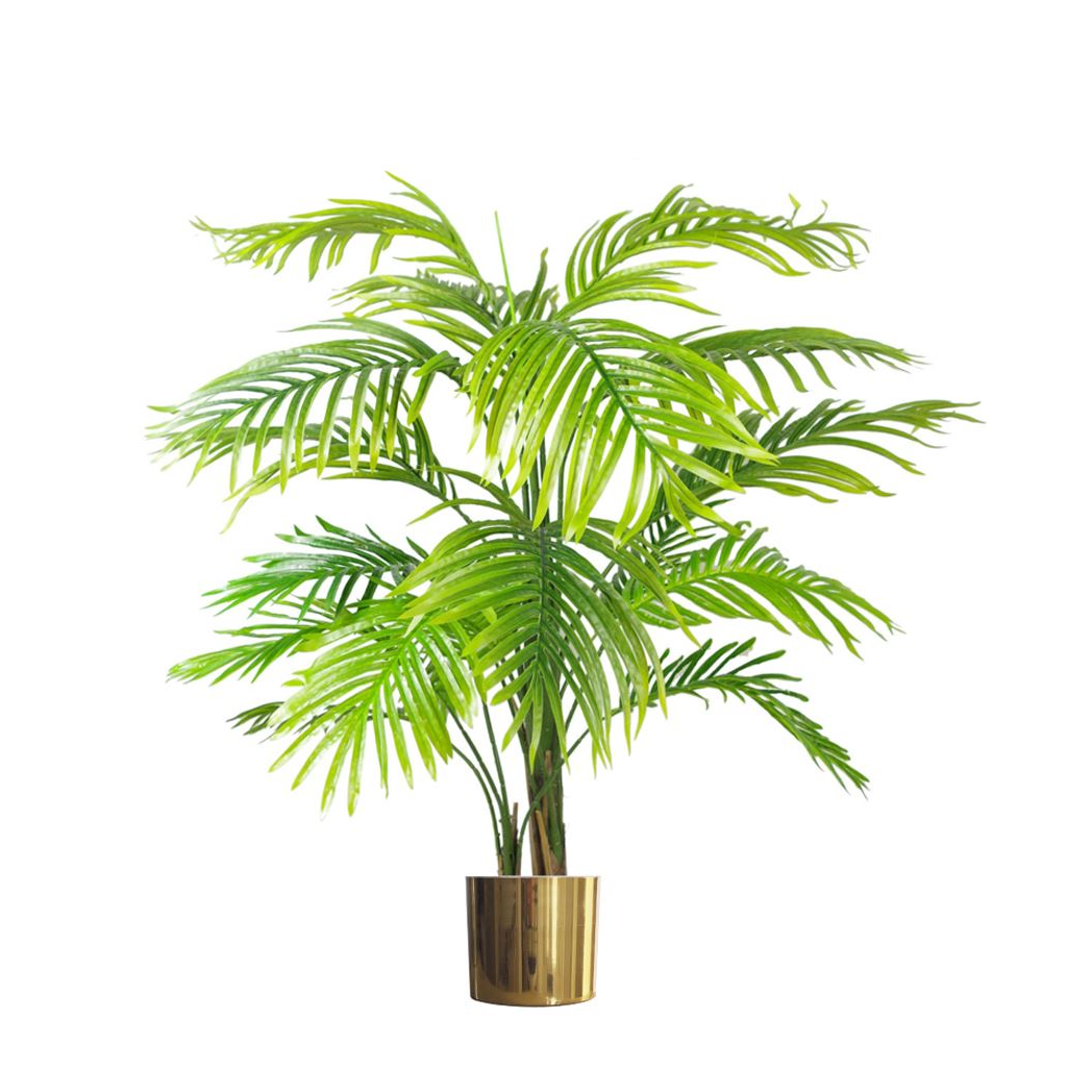 130cm Artificial Areca Palm Tree in Realistic Foliage with Gold Metal Planter